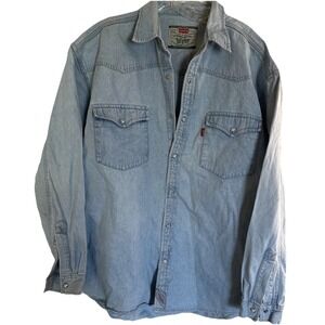 VTG  90s Levi's Denim Shirt Large Western Workwear Button Up Red Tab Sz Large